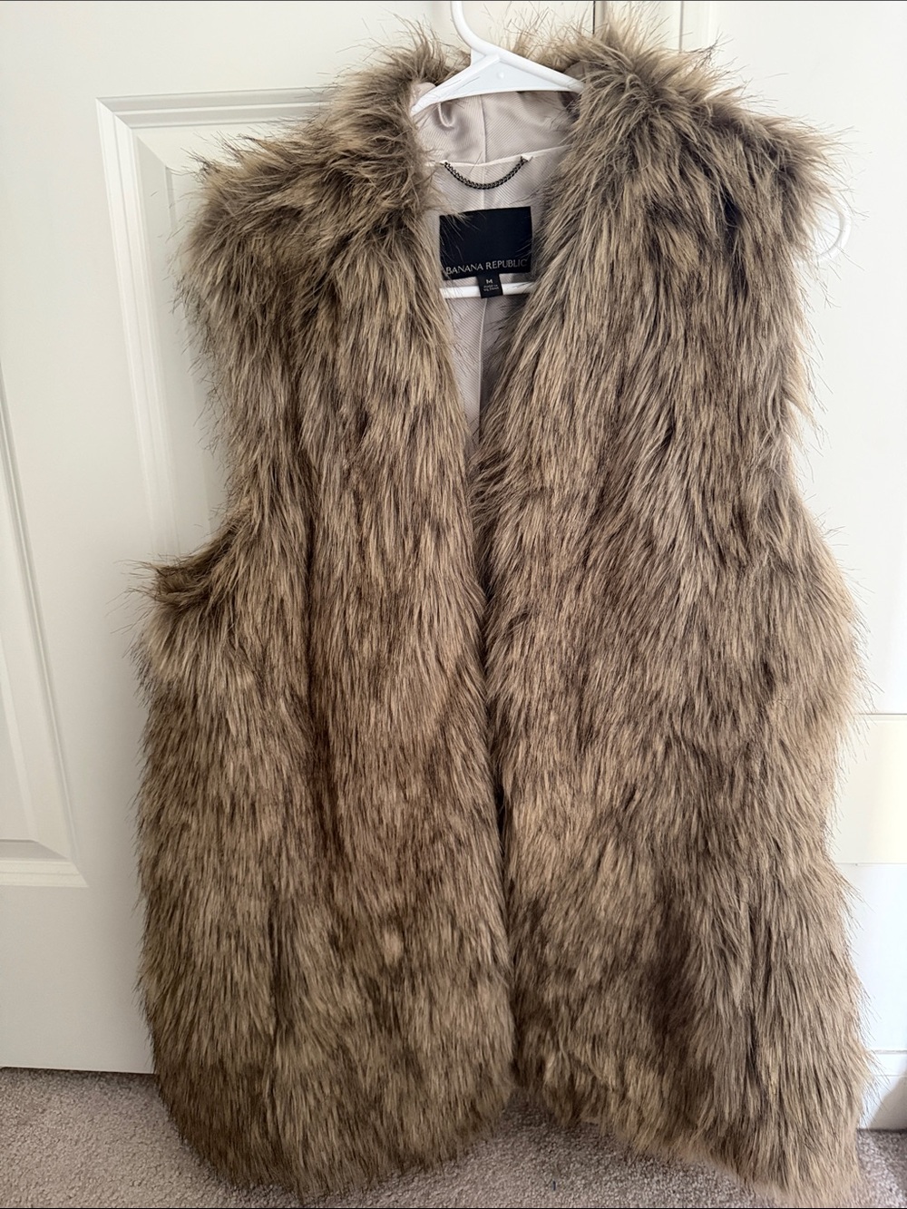 Banana Republic Faux Fur Vest in Light Brown Taupe